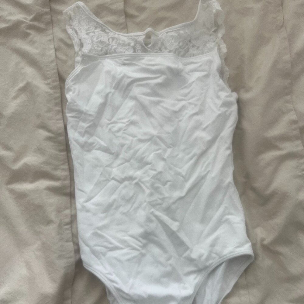 SO DANCA WHITE LACE TANK LEOTARD - SIZE L
